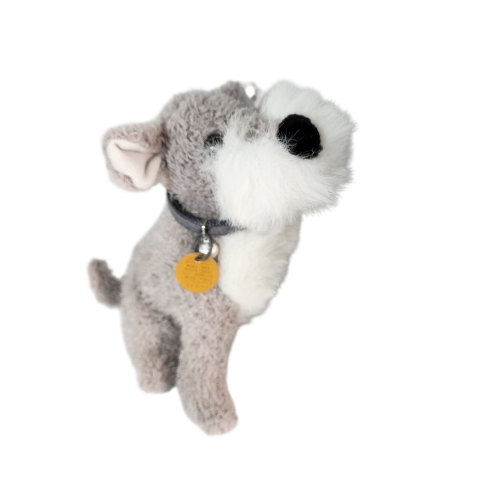 Plush Schnauzer Dog Keychain Collar Tag Cute Toy Stuffed‎ Animal